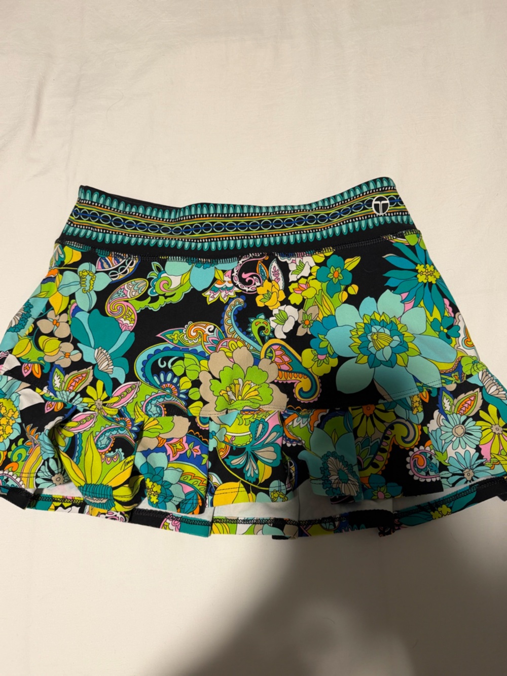 Trina Turk Black Floral Paisley Mini Skort